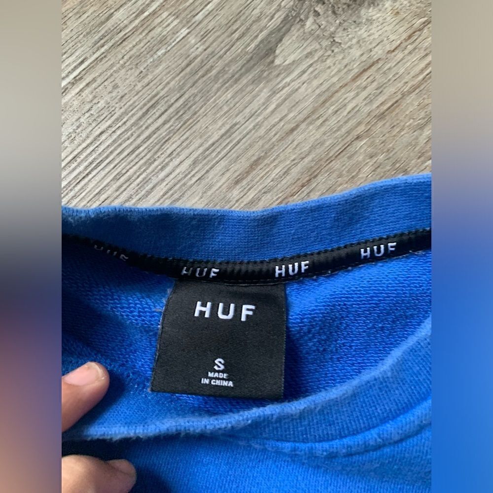 HUF Sweatshirt Crewneck Embroidered Blue White Size S - Picture 5 of 11